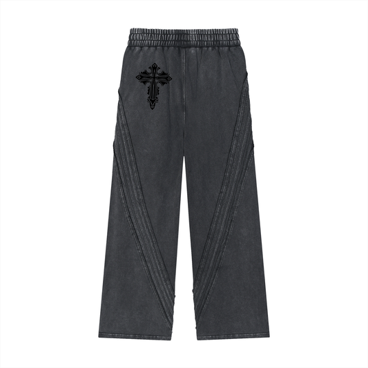 Snow Washed Tape Raw Edge Sweatpants