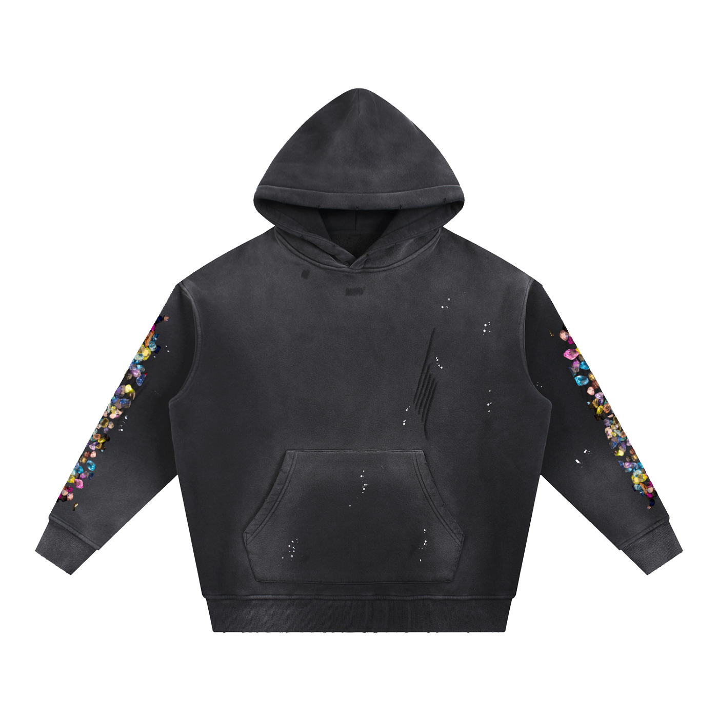 Vintage Washed Frayed Fleece Hoodie
