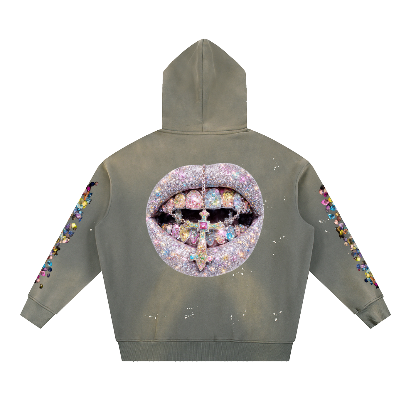 Vintage Washed Frayed Fleece Hoodie