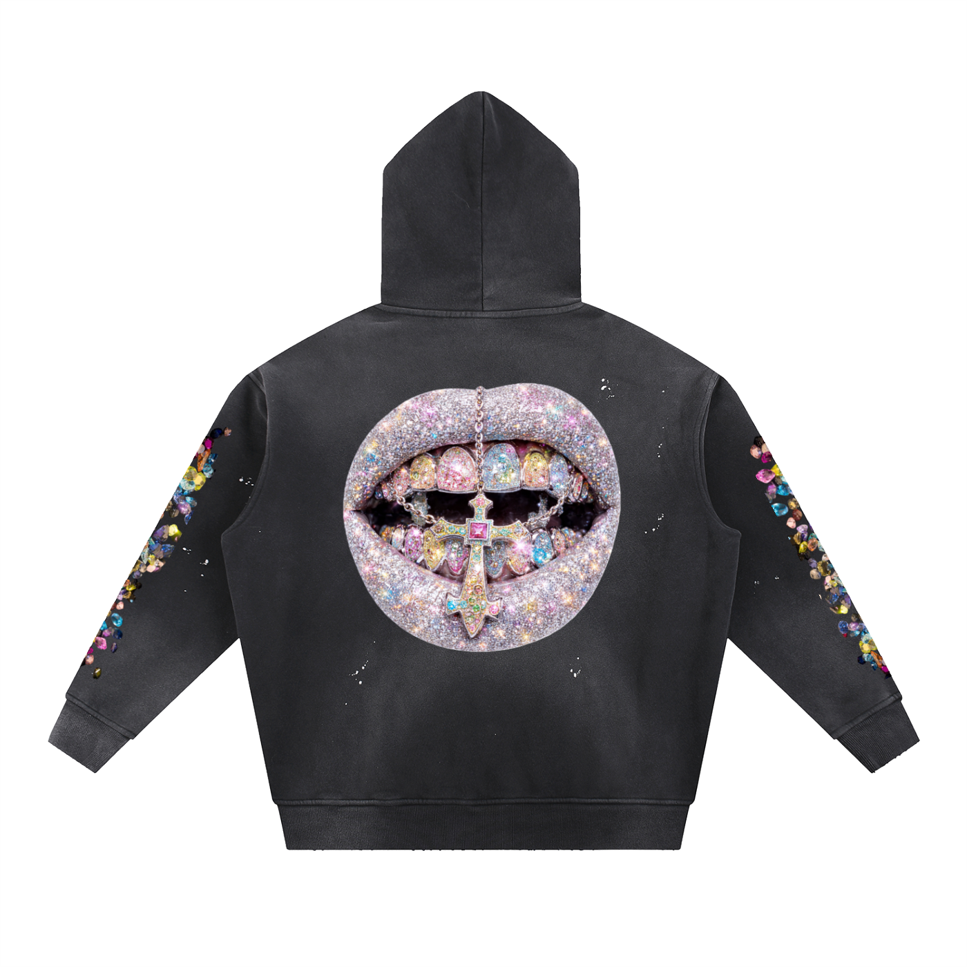 Vintage Washed Frayed Fleece Hoodie