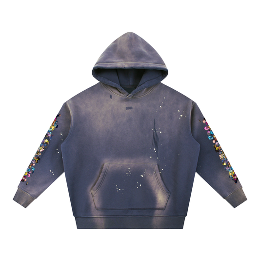 Vintage Washed Frayed Fleece Hoodie